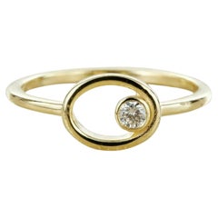 Open Circle Diamond Statement Ring 14k Solid Gold Solitaire Designer Ring Band