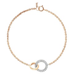 Bracelet d'éternité cercle de vie en or massif 14 carats et diamants véritables