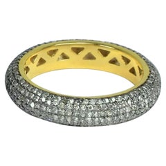 Pave Diamond Band Ring 14kGold & 925 Silver