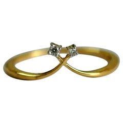 Natural Diamond Cross Chevron Ring 14k Gold Stackable Crown Wedding Ring Tiara