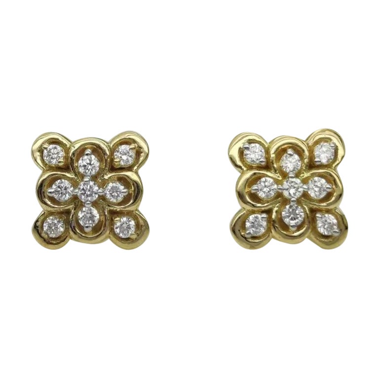 14k Solid Gold Minimalist Square Earring Natural Diamond Dainty Bridal Earring