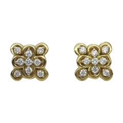 14k Solid Gold Minimalist Square Earring Natural Diamond Dainty Bridal Earring