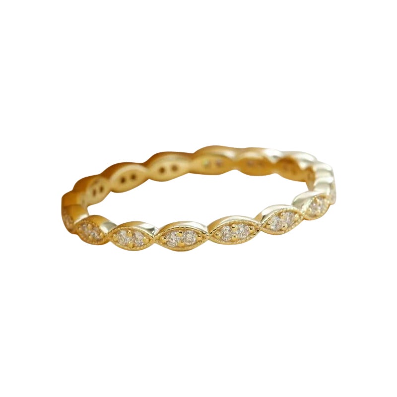 Diamond Full Eternity Marquise Band Ring 14k Solid Gold Wedding Band Jewelry