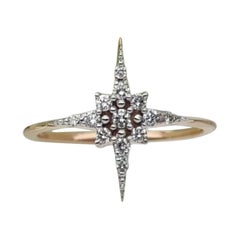 Verlobungsring, natürlicher Diamant Sternring 14k Massivgold Diamant