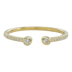 Dual Birthstone Open Cuff Diamond Ring in 14k Solid Gold (Bague à manchette ouverte en or massif avec deux pierres de naissance)