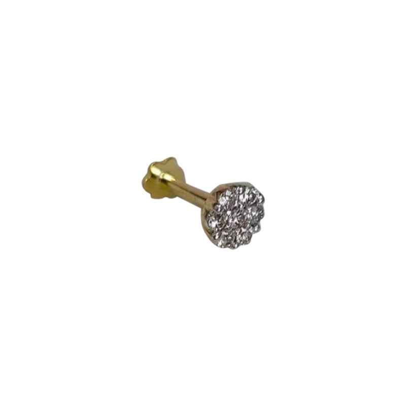 Piercing al naso con diamante Oro massiccio 14k Nature Diamond Nose Pin Gioielli per il corpo NS8 in vendita