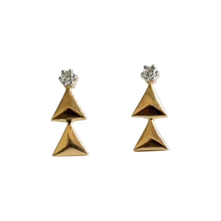 Christmas Tree Diamond Ear Stud Earrings in 14k Gold