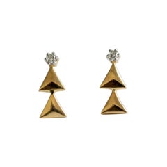 Christmas Tree Diamond Ear Stud Earrings in 14k Gold