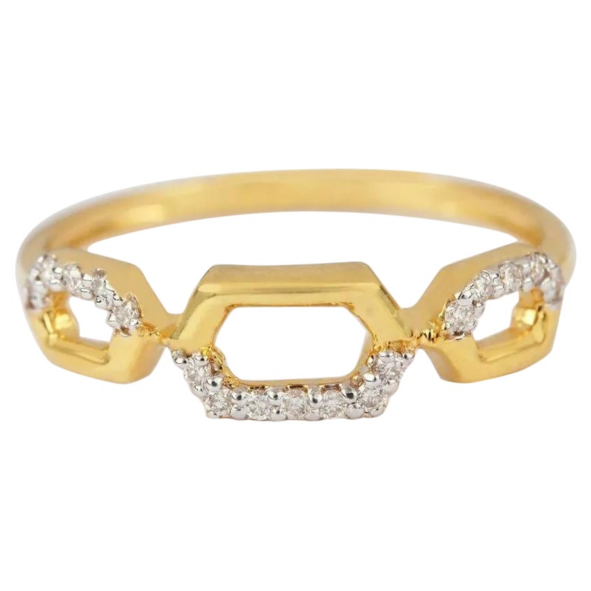 Pave Diamond Chain Ring 14k Gold Wedding Ring SI Quality G-H Diamond Ring Gift