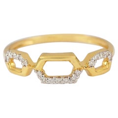 Pave Diamond Chain Ring 14k Gold Wedding Ring SI Quality G-H Diamond Ring Gift