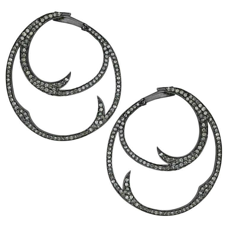 925 Sterling Silber Pave Diamant Creolen Ohrring Großer Creolen Silber Ohrring Present