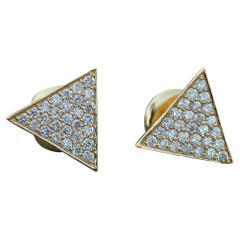 Natural Diamond Triangle Shape Stud Earring 14k Gold SI Clarity G Color Diamond