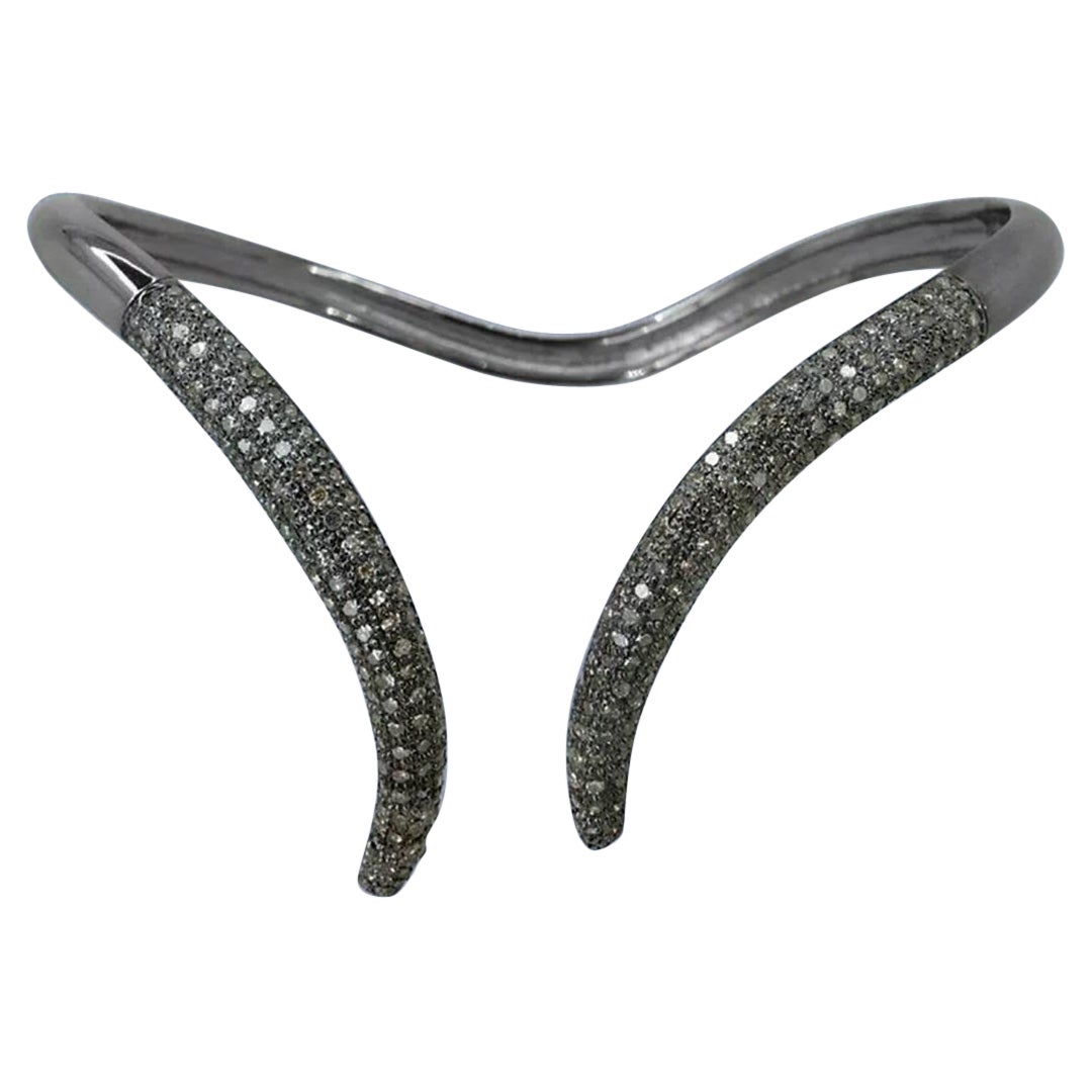 Unique Design Pave Diamond Cuff Bracelet 925 Silver Diamond Chevron Bracelet
