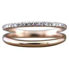 Diamond Open Wedding Band 14k Solid Gold Engagement Ring Wedding Double Band
