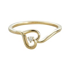 Diamond Heart Ring 14k Solid Gold Fancy Wedding Birthday Ring Minimalist Ring