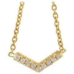 Natural Diamond Chevron Charm Pendant 14k Solid Gold