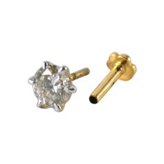 Diamant-Ohrstecker 14k Gold Solitär-Diamant-Anstecknadel mit Diamant-Fäden