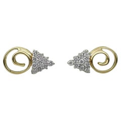 14k Solid Gold Earring Gold Diamond Stud Earring Dainty Diamond