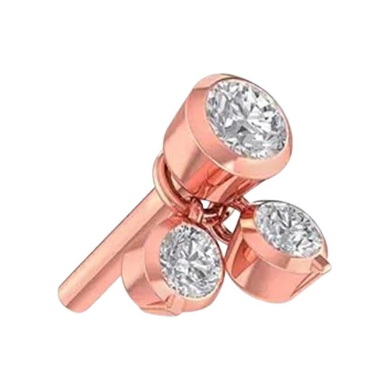 14k Solid Rose Gold Diamond Nose Stud Piercing