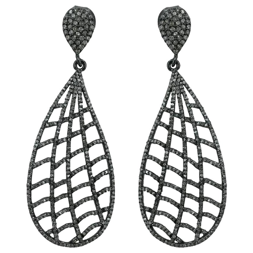 Tear Drop Earring Pave Diamond 925 Silver Fashion Earring Pave Diamond