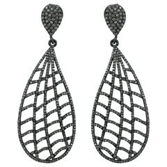 Orecchino a goccia con pavé di diamanti in argento 925 Orecchino di moda con pavé di diamanti