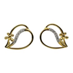 Tiny Diamond Stud Earring Drop Shape Designer in 14k Solid Gold