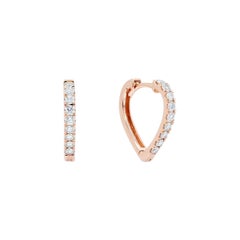 Pendiente de aro con corazón de diamante auténtico en oro macizo de 14k