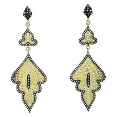 Pave Diamond Filigree Earring 14k Gold & 925 Silver