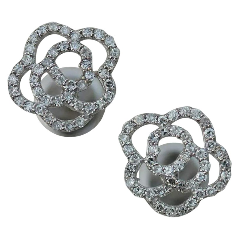 Natural Pave Diamond Floral Handmade Bridal Stud Earring in 14k Gold