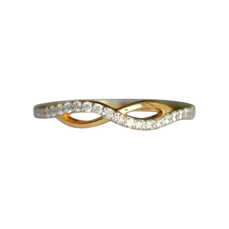 Infinity Curved Diamond Ring in 14k Solid Natural Diamond Minimalist
