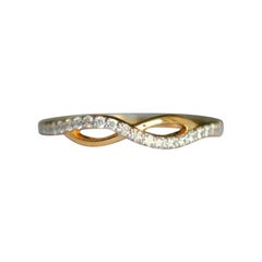 Infinity Curved Diamond Ring in 14k Solid Natural Diamond Minimalist