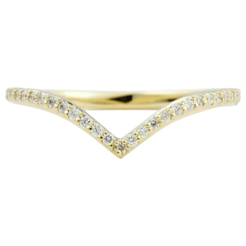 Diamond Chevron V Shaped Stackable Diamond Ring in 14k Solid Gold