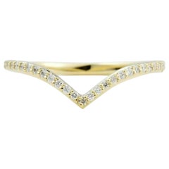 Diamond Chevron V Shaped Stackable Diamond Ring in 14k Solid Gold