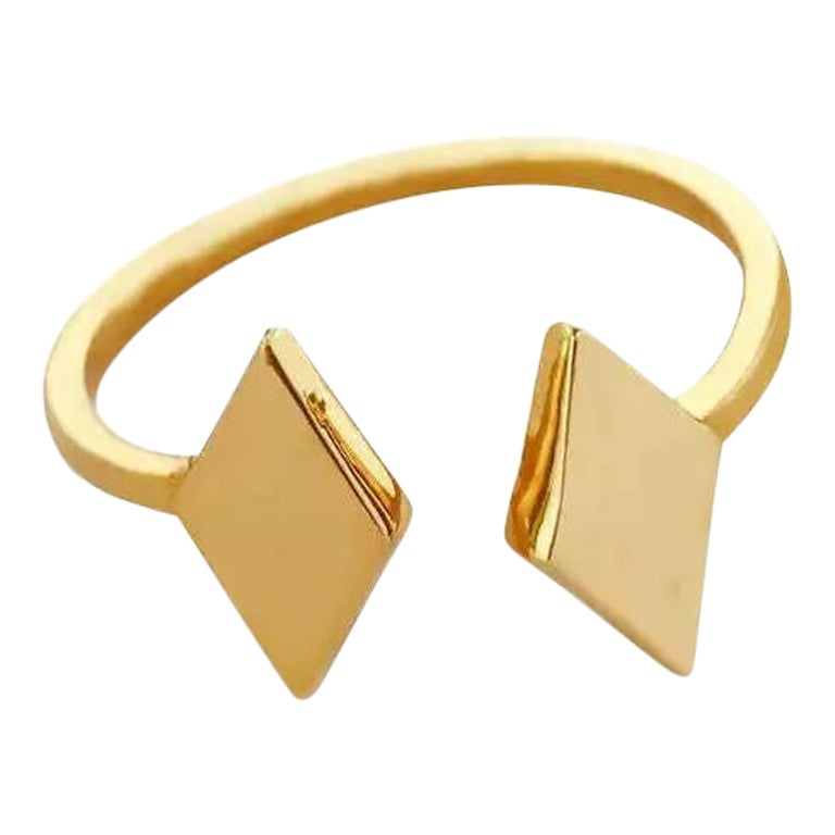 14K Yellow Gold Engagement Ring Rhombus Shape Band Wedding