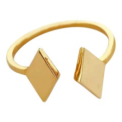 14K Yellow Gold Engagement Ring Rhombus Shape Band Wedding