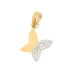 Butterfly Diamond Pendant Necklace Minimalist in 14K Solid Gold