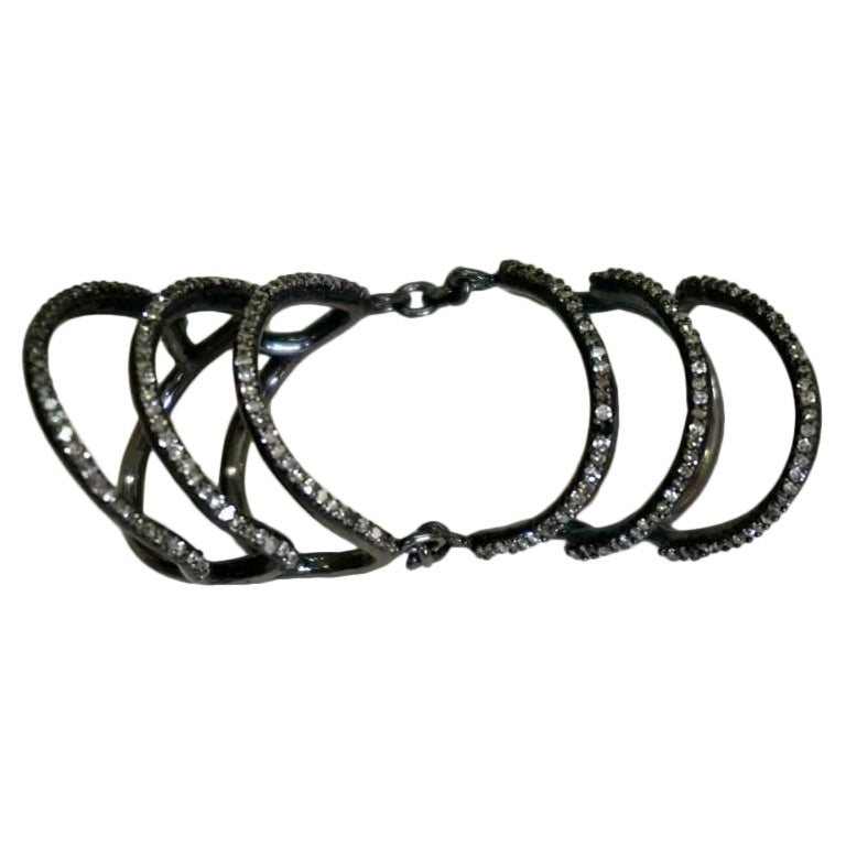 Natural Pave Diamond Full Finger Knuckle Ring in 925 Silver