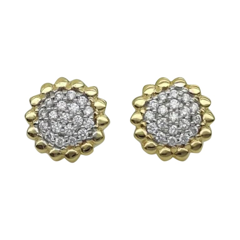 Juego de pendientes de diamante natural girasol para novia en oro macizo de 14k