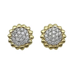 Juego de pendientes de diamante natural girasol para novia en oro macizo de 14k