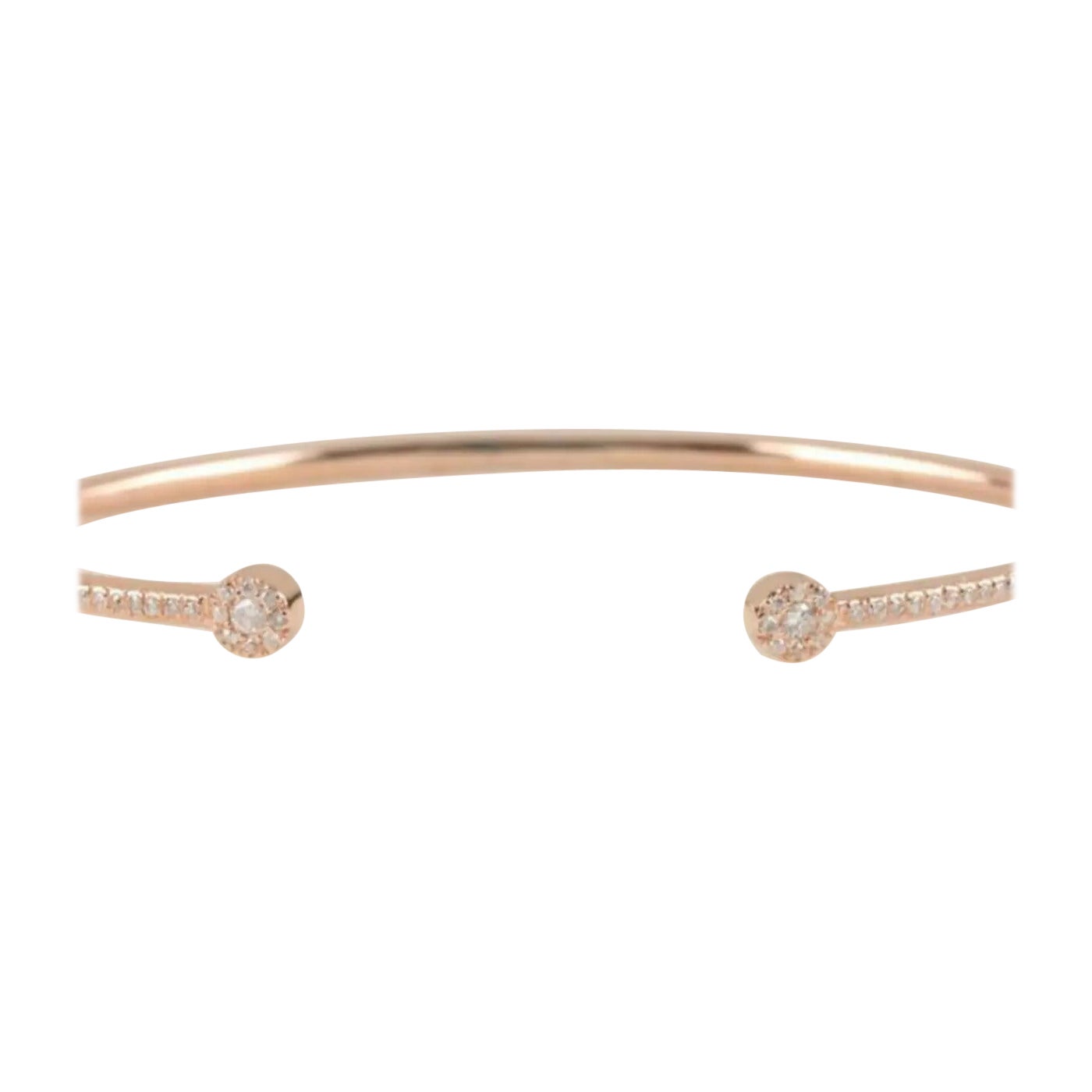 Natural Diamond Cuff Bangle Bracelet in 14K Rose Gold