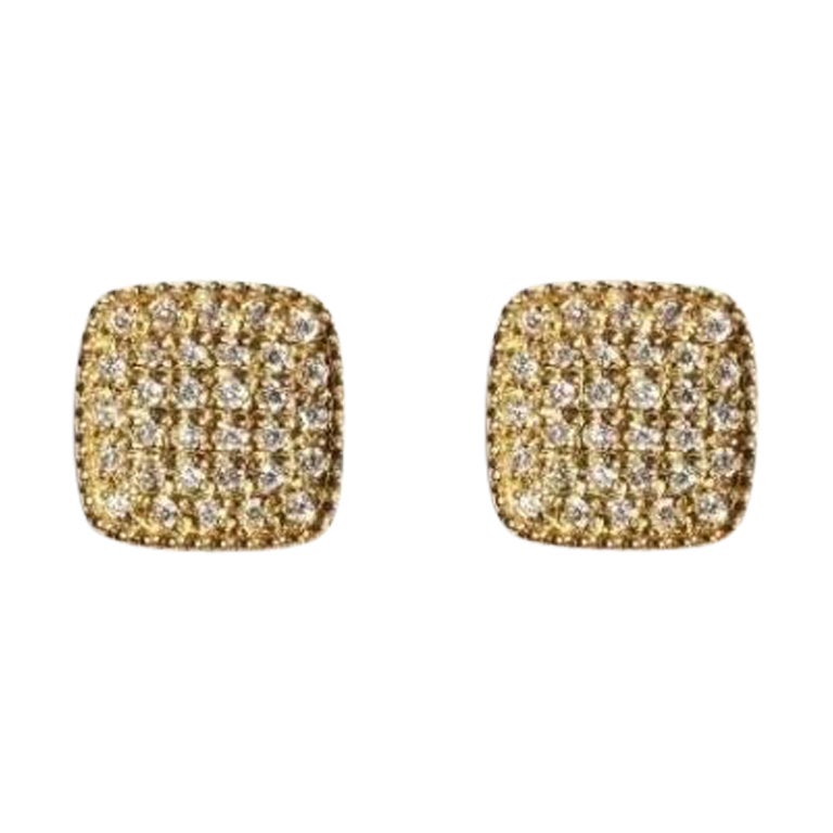 Diamond Square Stud in 14K Solid Yellow Gold Earring