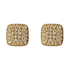 Diamond Square Stud in 14K Solid Yellow Gold Earring