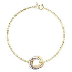 Intertwined Tri Color Circle of Life Bracelet in 14k Solid Gold