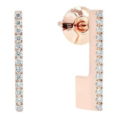 Sliced Plane 18K Solid Rose Gold Diamond Earrings
