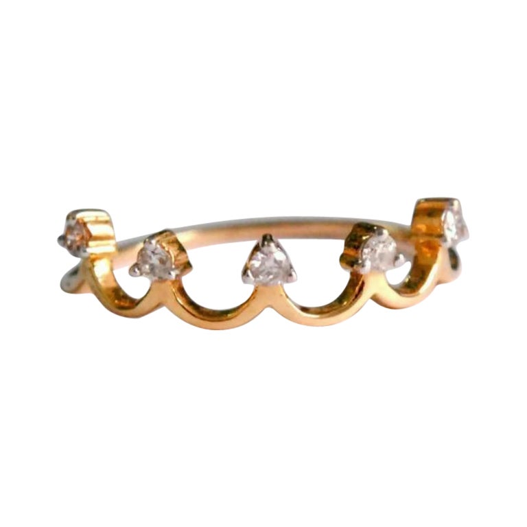 Crown 1Pc Diamond Statement Ring en or massif 14k