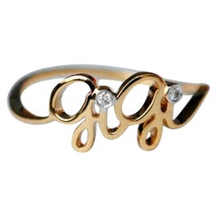 Personalized Name Diamond Ring in 14k Solid Gold