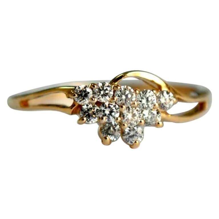 Diamond Cluster Wave Bride Ring in 14k Gold