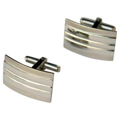 Boutons de manchette pour hommes rectangulaires mats et brillants en or massif 14 carats