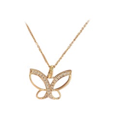 Diamond Butterfly Pendant Charm Necklace in 14k Solid Gold