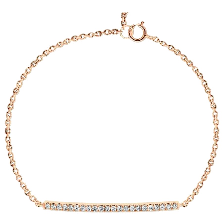 Genuine Diamond Bar Bracelet in 14k Solid Gold